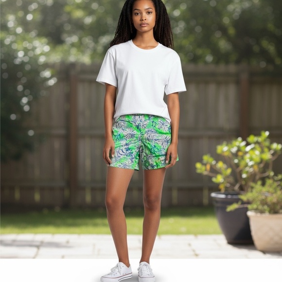 Lilly Pulitzer Green Blue Floral Bermuda Shorts XS - Picture 6 of 11